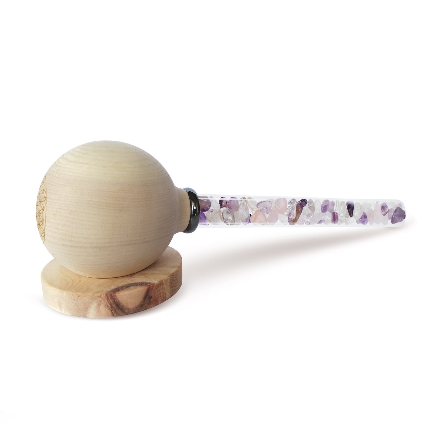 Zirbenkugel mit Edelsteinstab für 1 L Karaffe