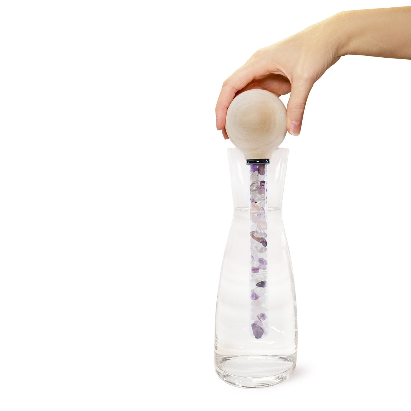 Zirbenkugel mit Edelsteinstab 1L