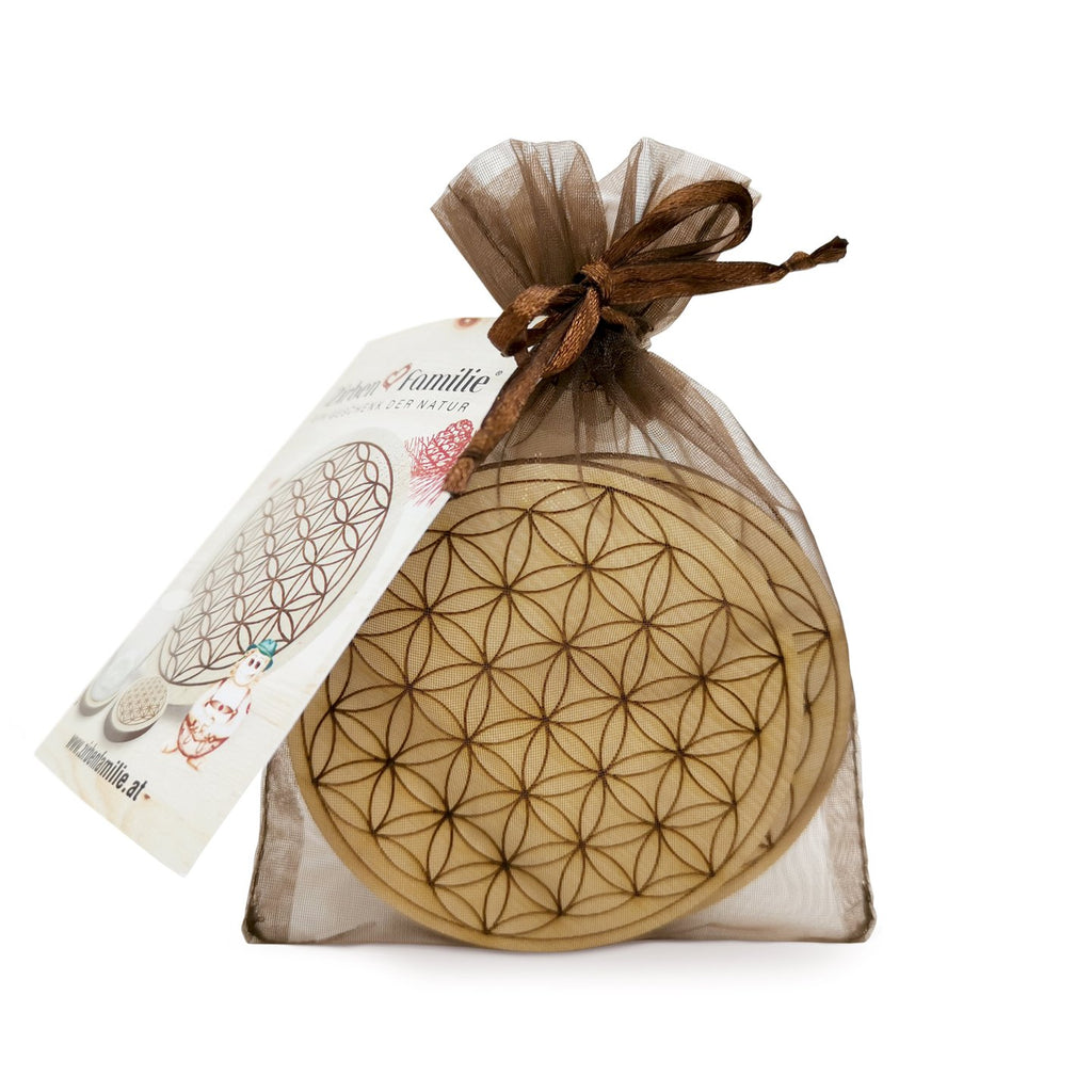 2er Set ZirbenUntersetzer für Glas “Blume des Lebens”