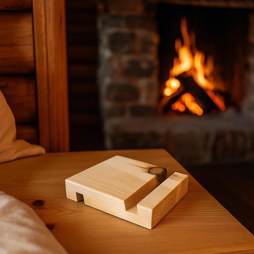 Smartphone & Tablet-Halter aus Zirbenholz